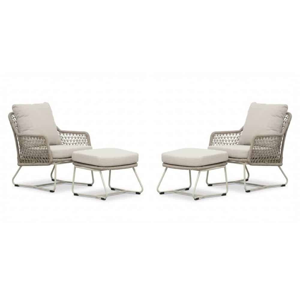 gianna lounge balkonset 2 personen | touw + aluminium | almond beige | 4 delig