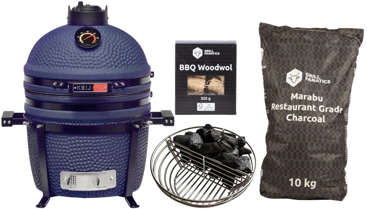 keij kamado bbq startersset legend compact blue 15 inch