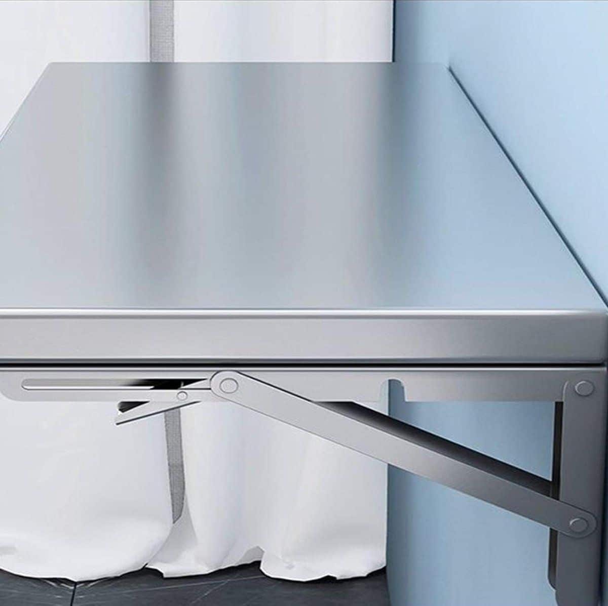 opklapbare wandtafel klaptafel aanwezig ruimte besparen roestvrij
