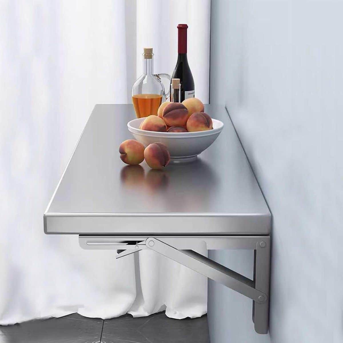opvouwbare wandtafel klaptafel wandmontage ruimte besparen roestvrij