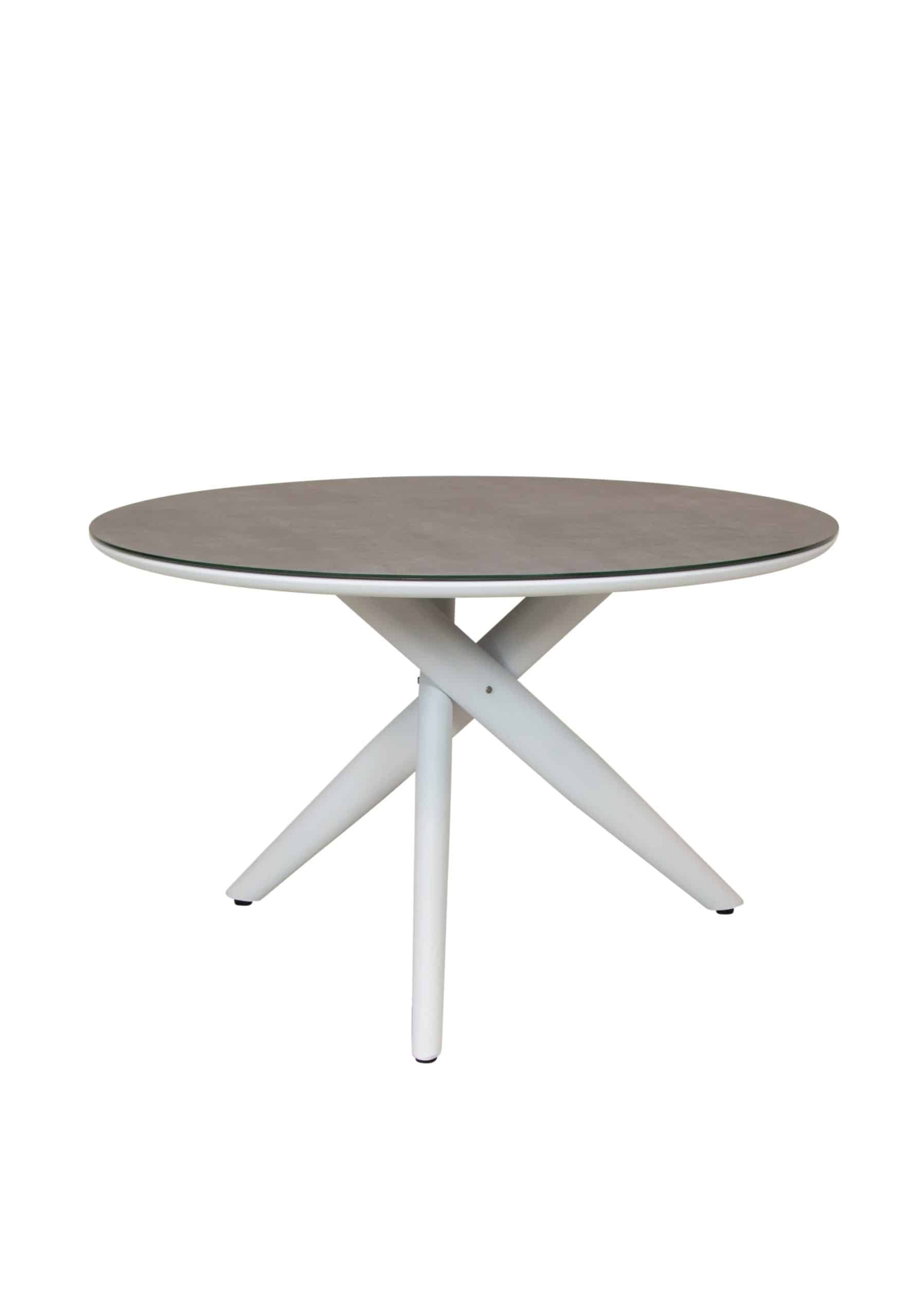 qopps zinza tuintafel 120 cm rond mat white frame porselein top