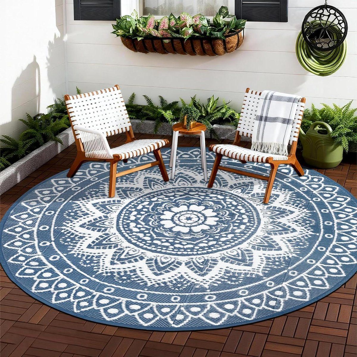 rond buitenkleed voor het terras, 240 cm, omkeerbaar