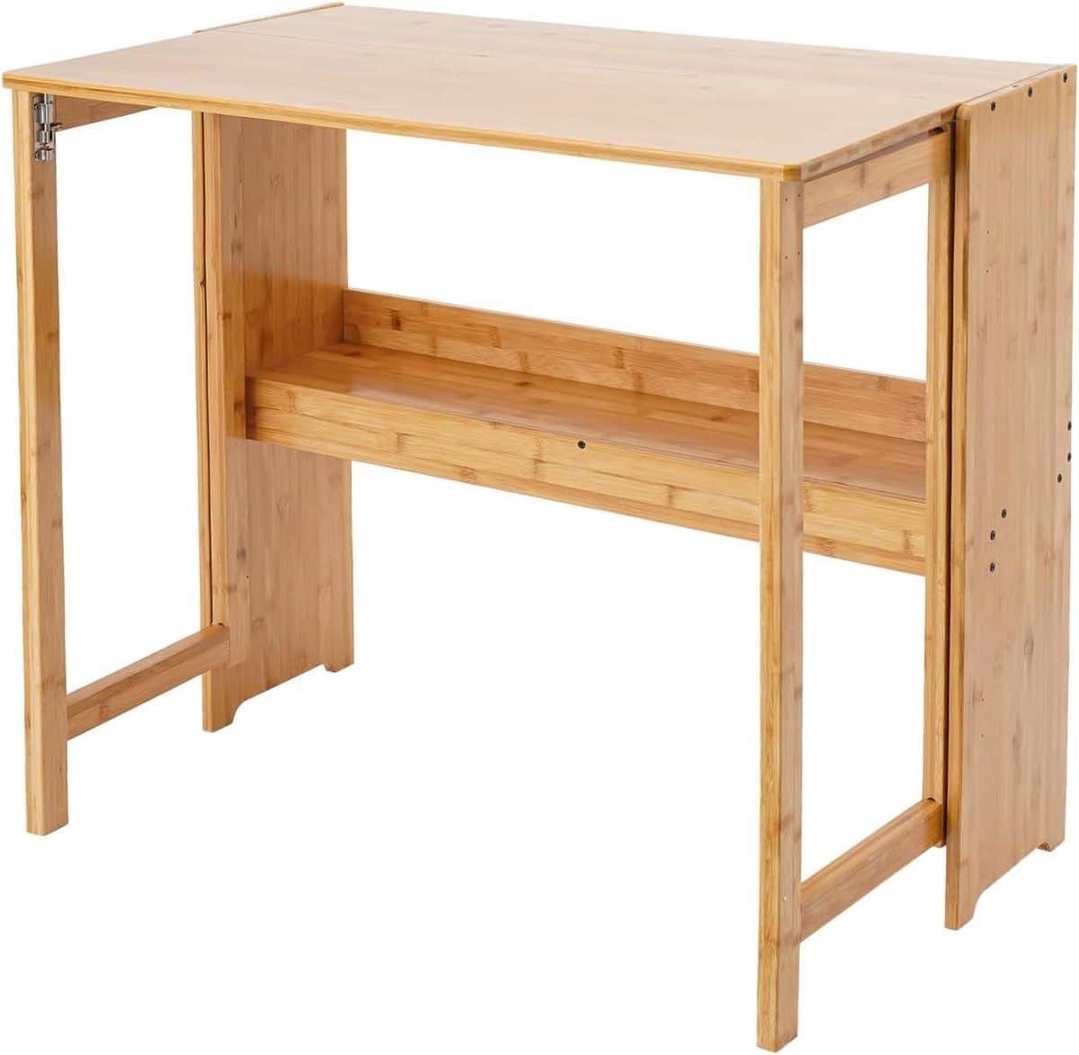 ruimtebesparende klaptafel met boekenkast ideaal voor thuiswerk en studie