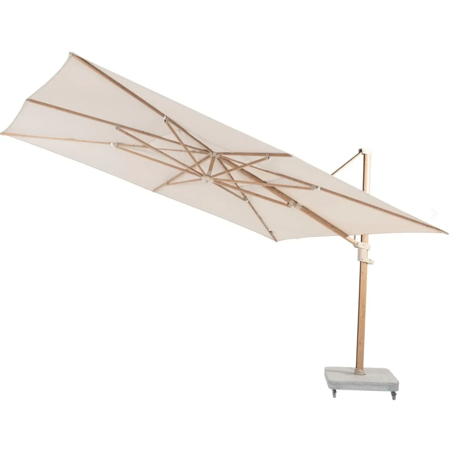 zweefparasol finca 400 x 300 cm. zand met woodlook frame 4so parasol 4 seasons outdoor