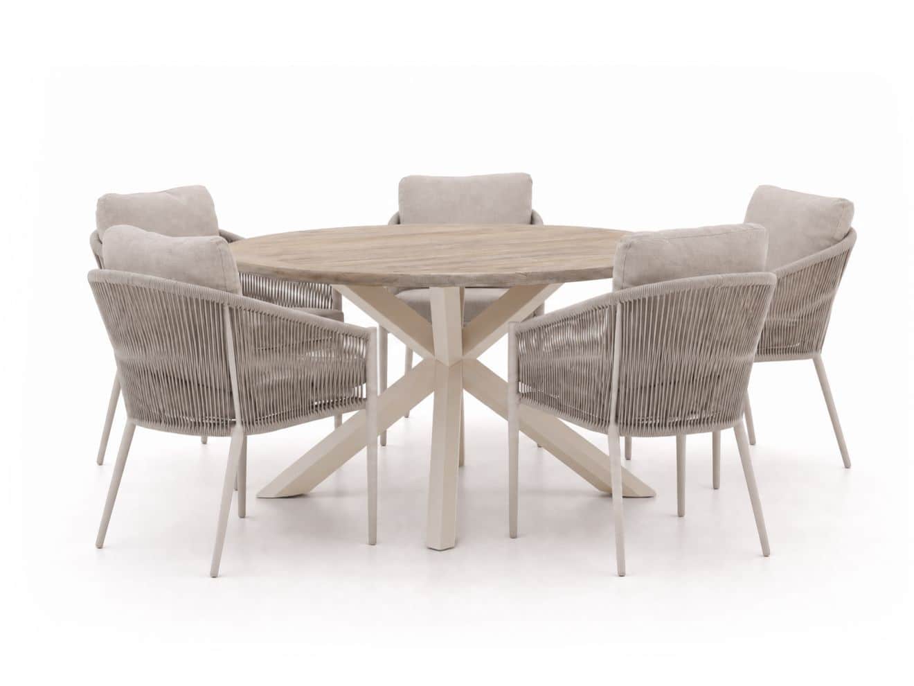 + 15% kassakorting | bellagio mineo/rough y ø 150cm dining tuinset 6 delig laagste prijsgarantie!