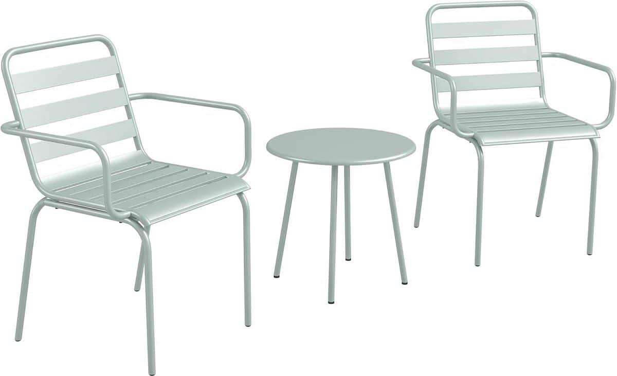 3 delig bistroset voor balkon en terras inclusief stapelbare stoelen