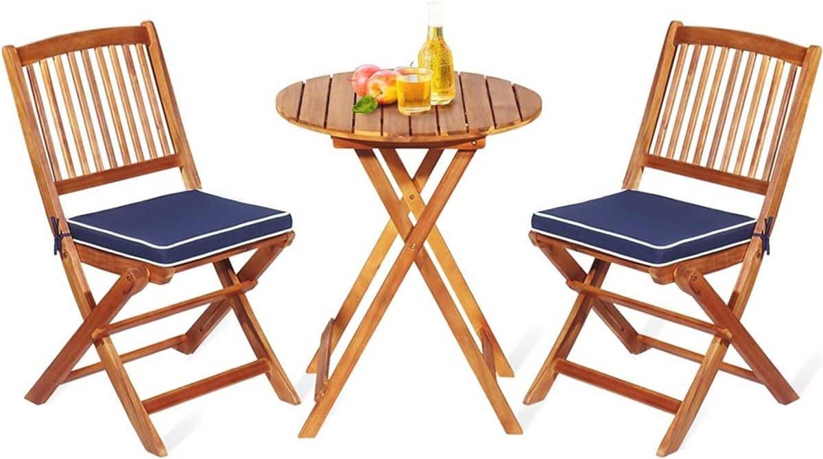 3 delige tuinmeubelset van acaciahout inklapbare balkonset met ronde tafel