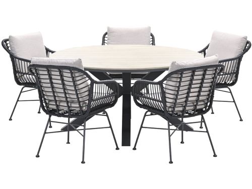 5-persoons ronde tuinset - Edison tafel - 5 Margriet stoelen