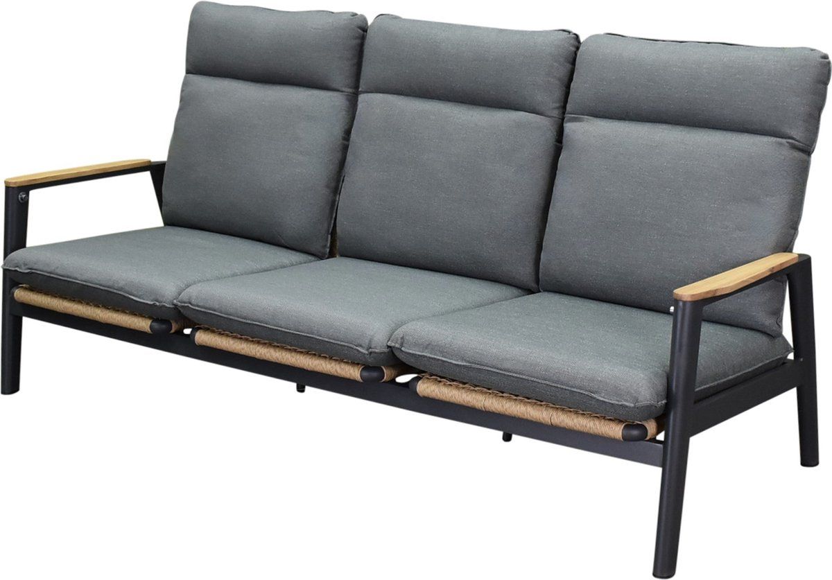 alzano verstelbare 3 zitsbank aluminium teak antraciet