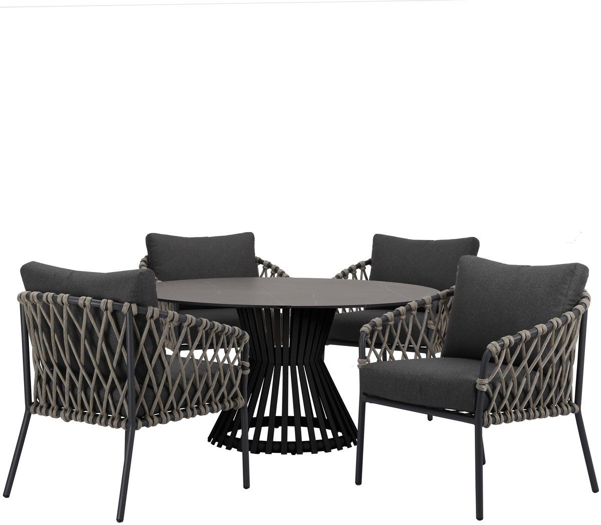 amalfi pasadena low dining tuinset 5 delig antraciet