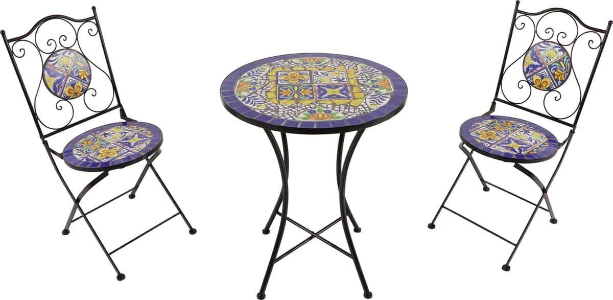 axi amélie 3 delige mozaïek bistroset blauw/geel mediterrane stijl