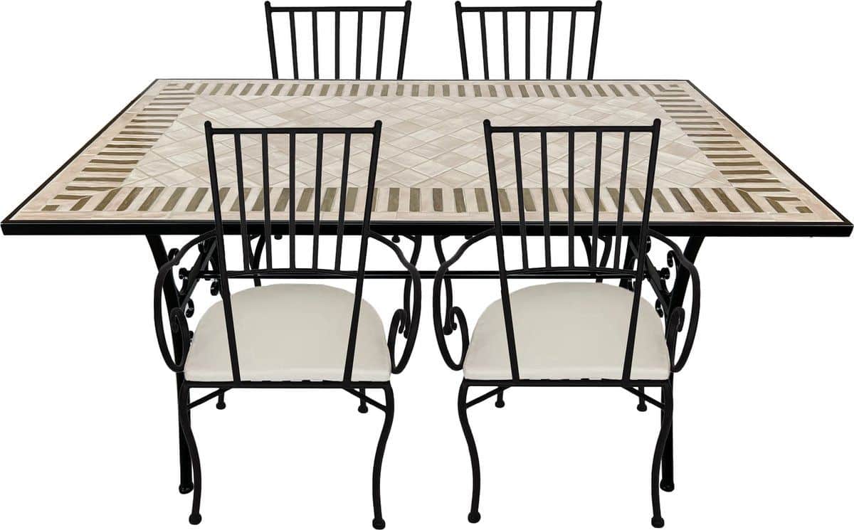 axi leonie 5 delige mozaïek bistroset toscaanse stijl metalen frame