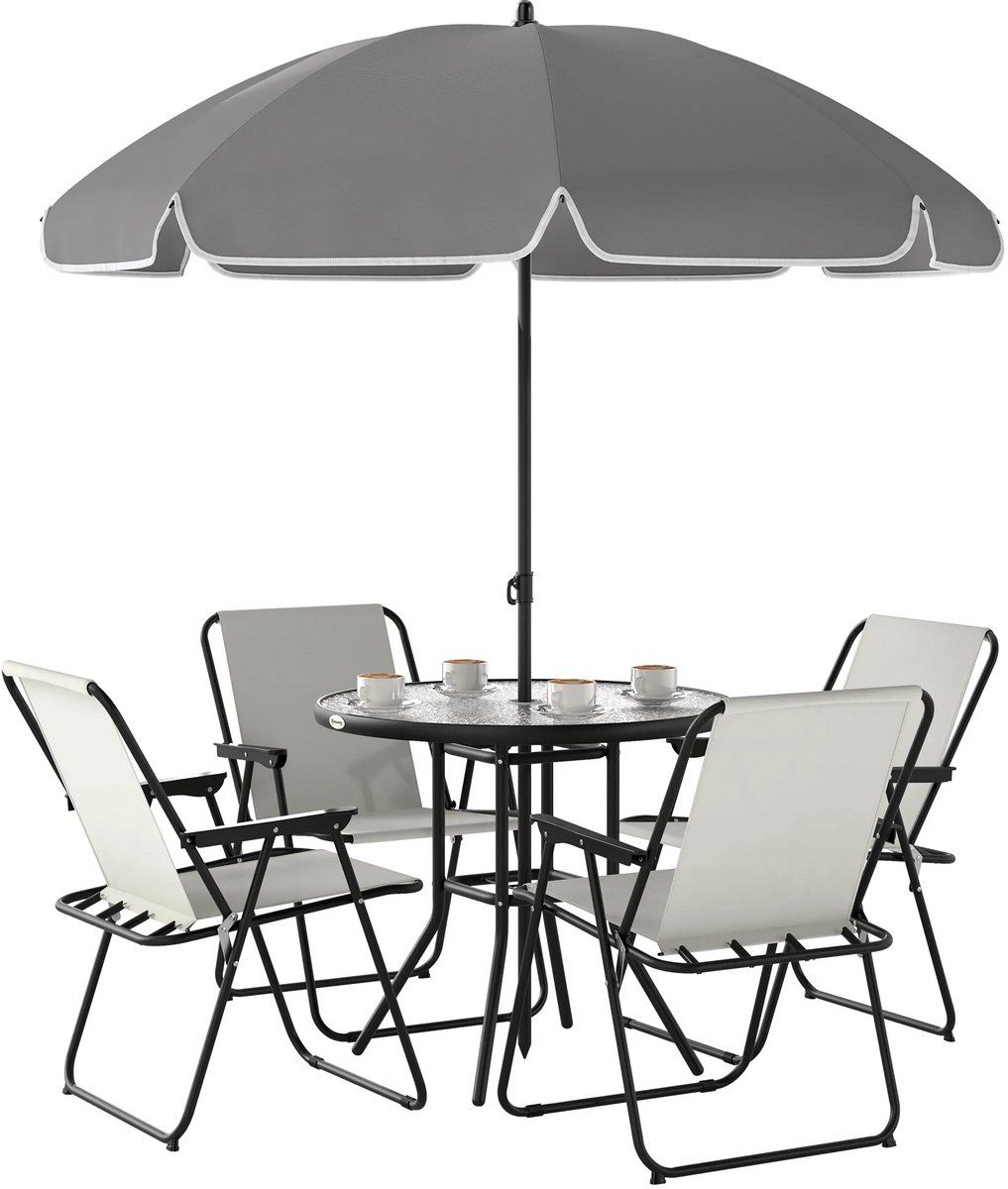 betaalbare goederen® tuinset 6 delig lichtgrijs tuinstoelen
