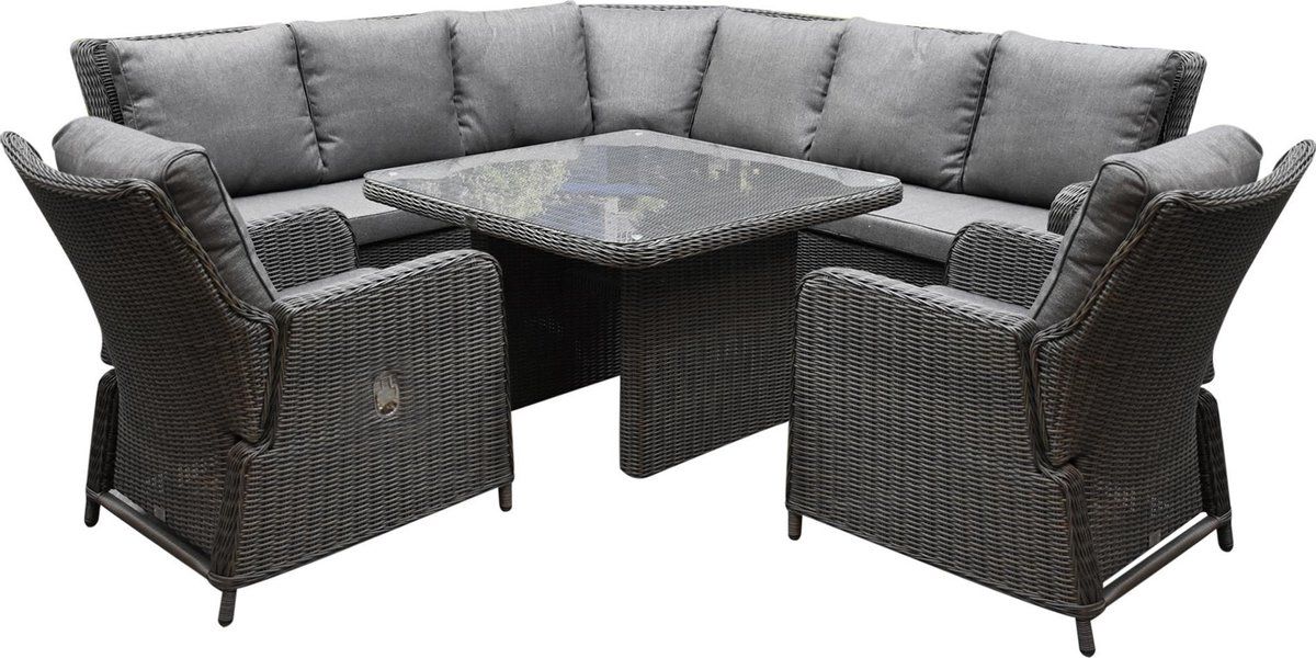 bilbao premium dining hoek loungeset 6 delig verstelbaar antraciet wicker