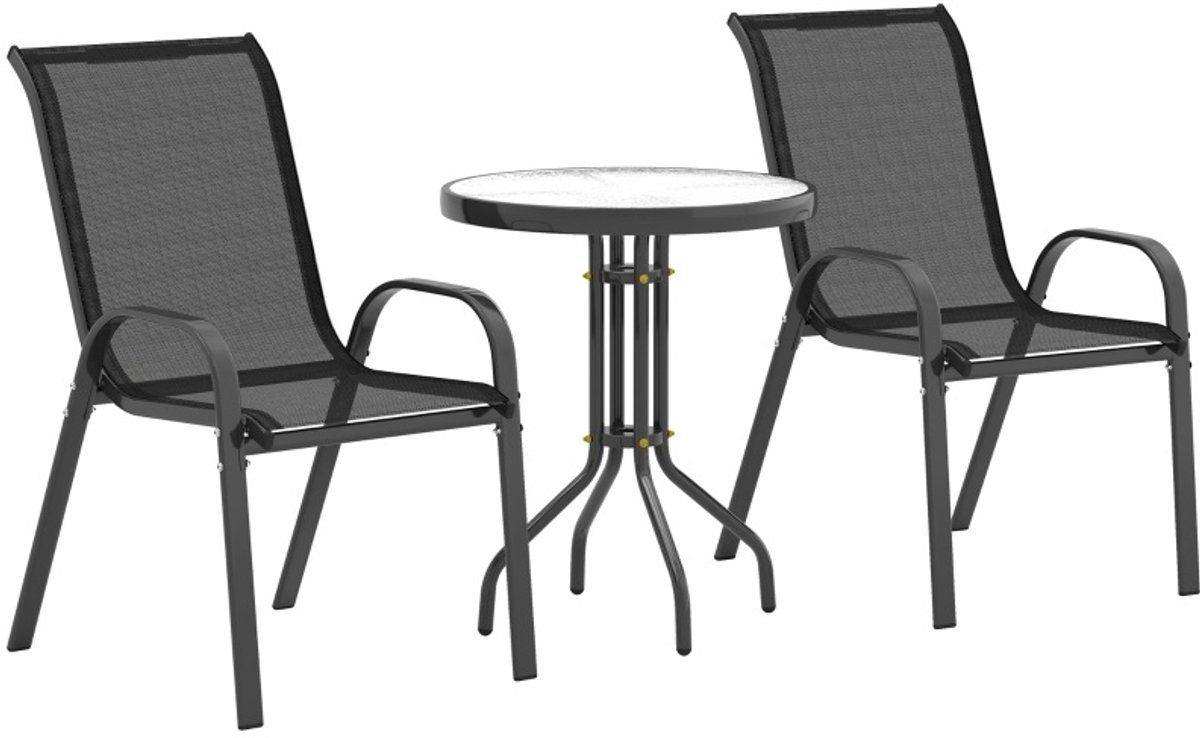 bistroset 3 delige tuinset met 2 stapelbare stoelen en ronde