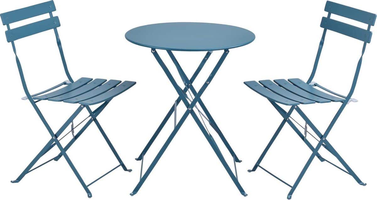 bistroset caprile metaal tuintafel met 2 tuinstoelen turquoise