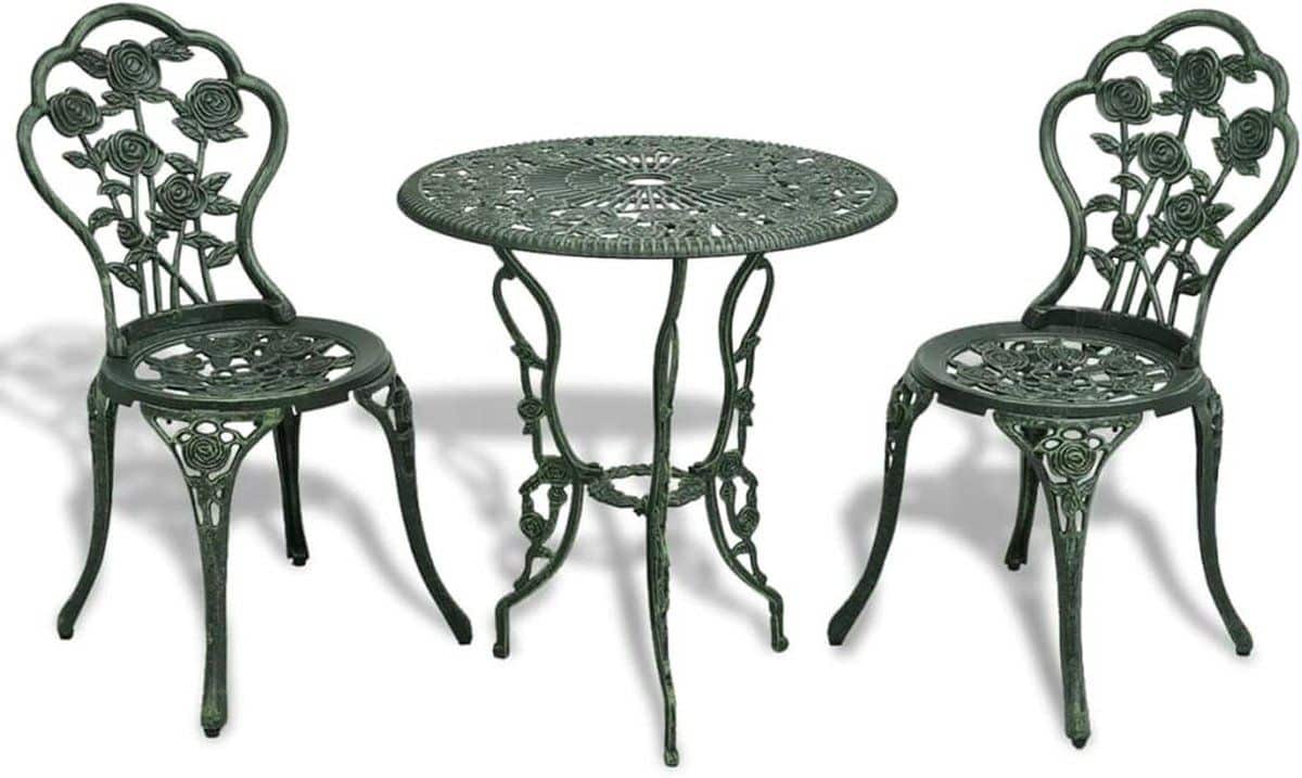 bistroset gegoten aluminium tuintafel stoelen buiten ontspannen