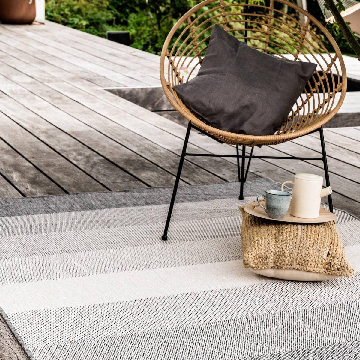 buiten vloerkleed boa zwart/wit dubbelzijdig eva interior