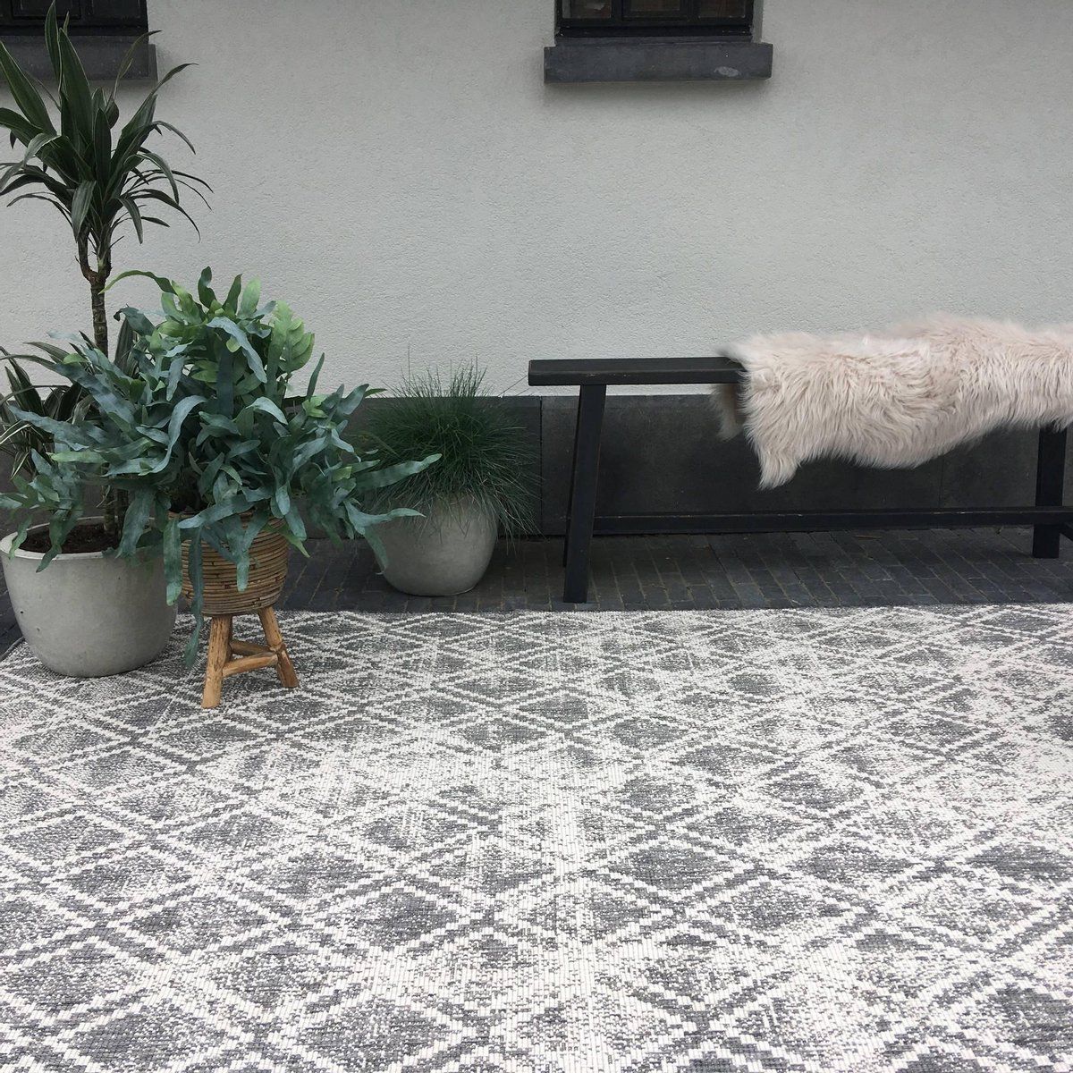 buiten vloerkleed frost grijs/wit dubbelzijdig eva interior