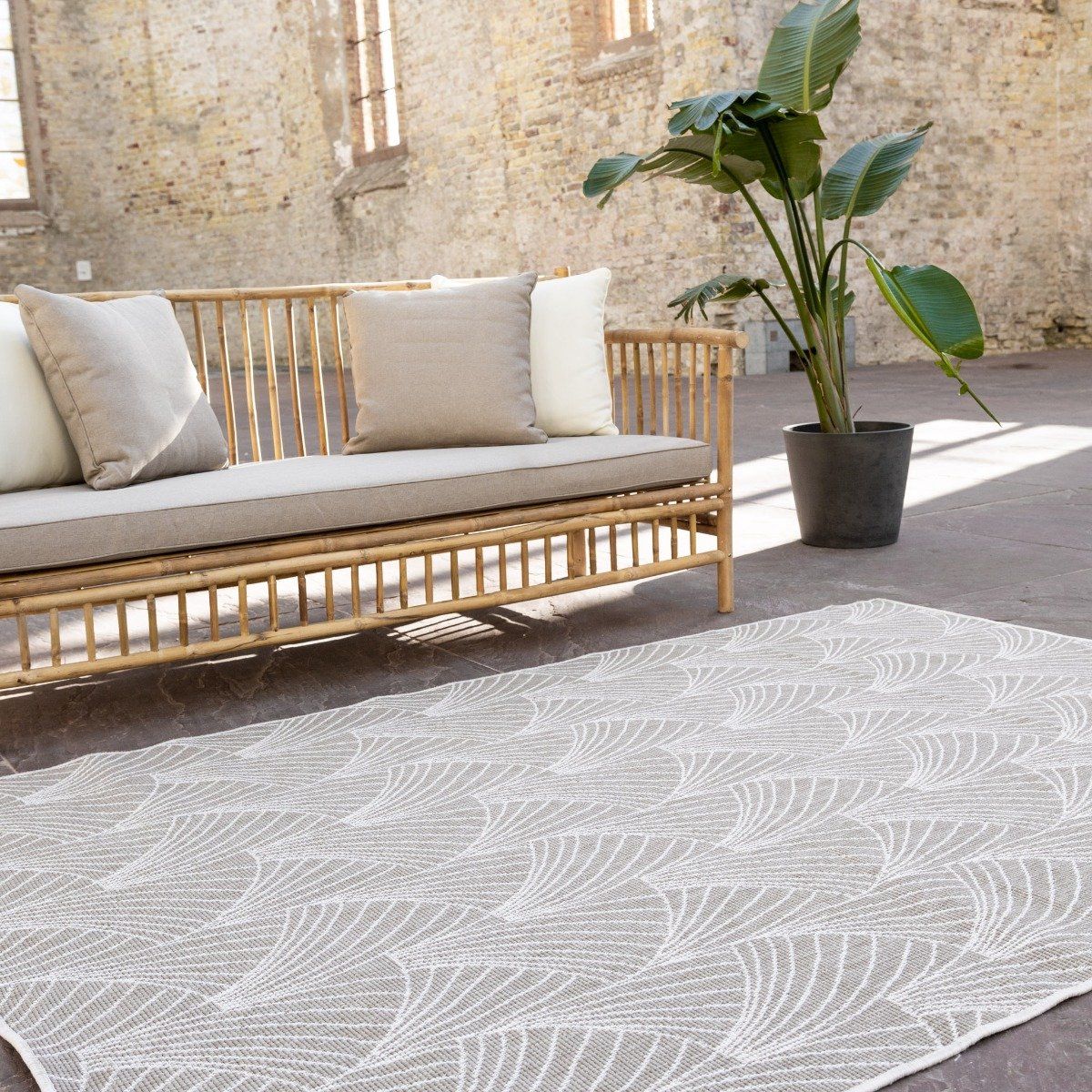 buitenkleed deco bruin/grijs dubbelzijdig 240 x 340 cm