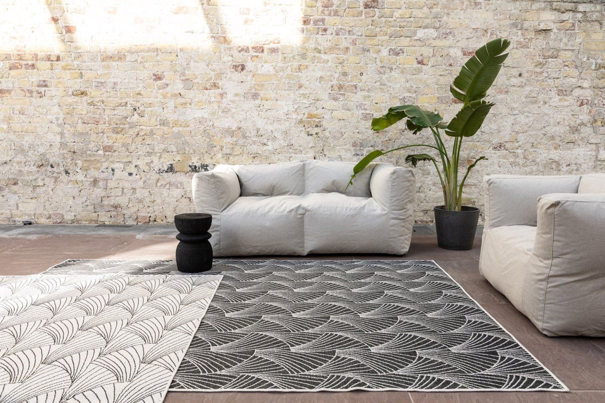 buitenkleed deco zwart/wit dubbelzijdig 200 x 290 cm