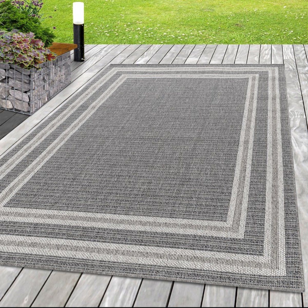 buitenkleed, grijs, sisalmateriaal, voor terras, uv bestendig, comfortabel 240×340 cm