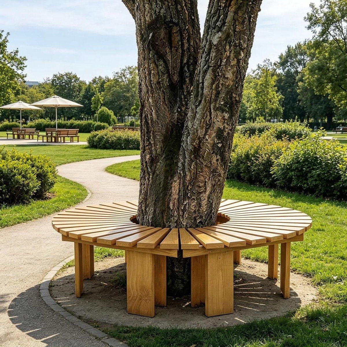 buitenwikkel rond boombank | witte ronde boombank | binnenplaats stoel