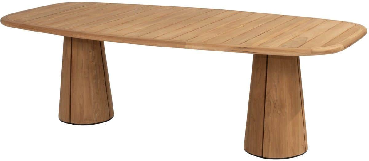 capri barrel dining tuintafel 240x110xh75 cm naturel teak 4 seasons