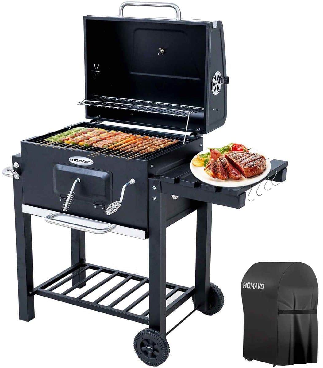 casa living houtskool barbecue verrijdbare grill met deksel