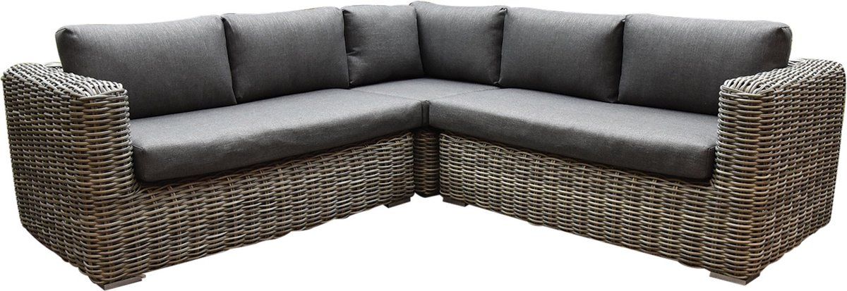cervo hoek loungeset 3 delig grijs wicker