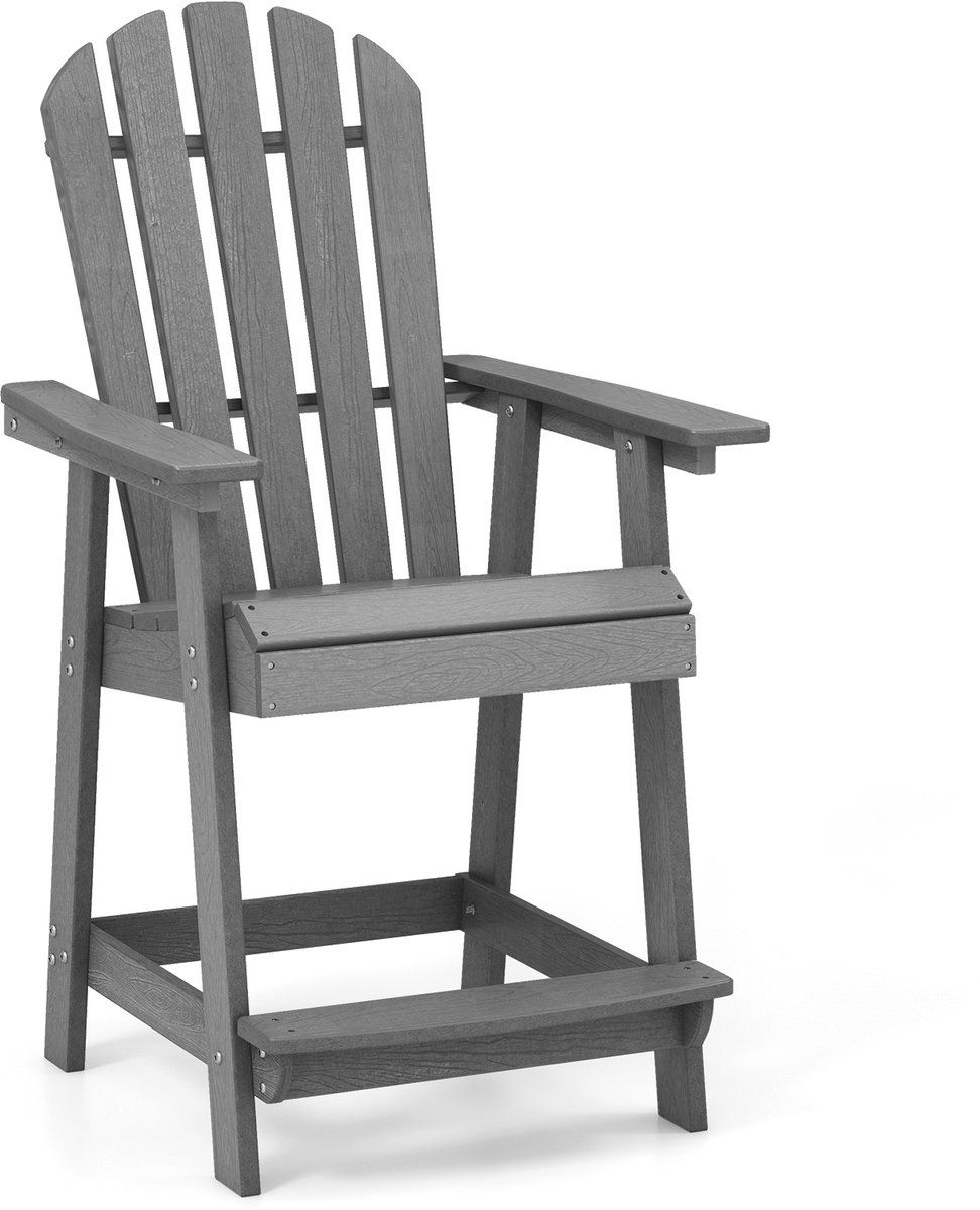 costway hoge adirondack stoel met voetensteun, weerbestendige barkruk van hdpe