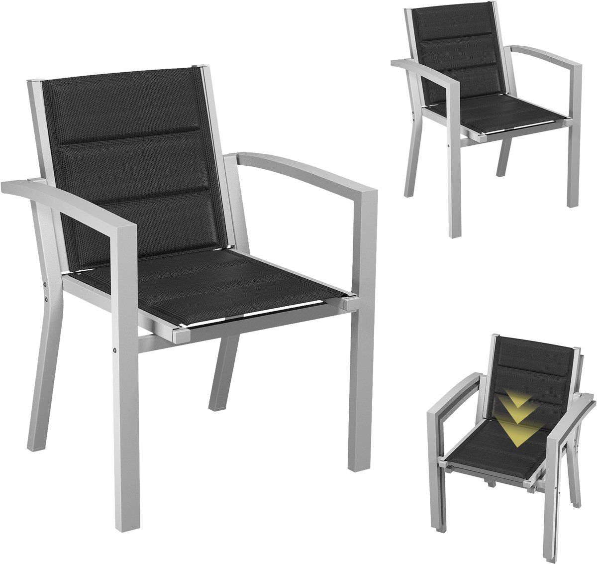 devoko aluminium tuinstoelen 2x fauteuils tuinstoel teslinstof +