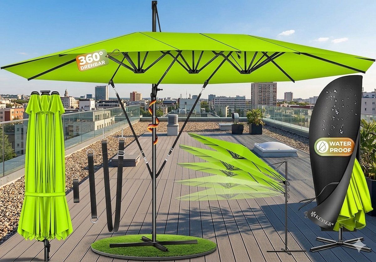 dubbele zweefparasol 460 x 270 460×270 cm antraciet