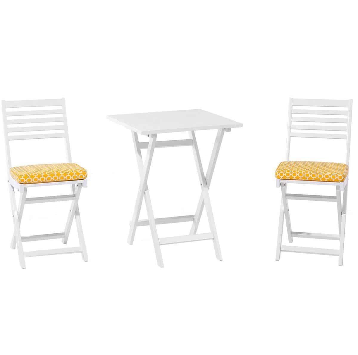 fiji bistroset voor 2 wit /geel acaciahout