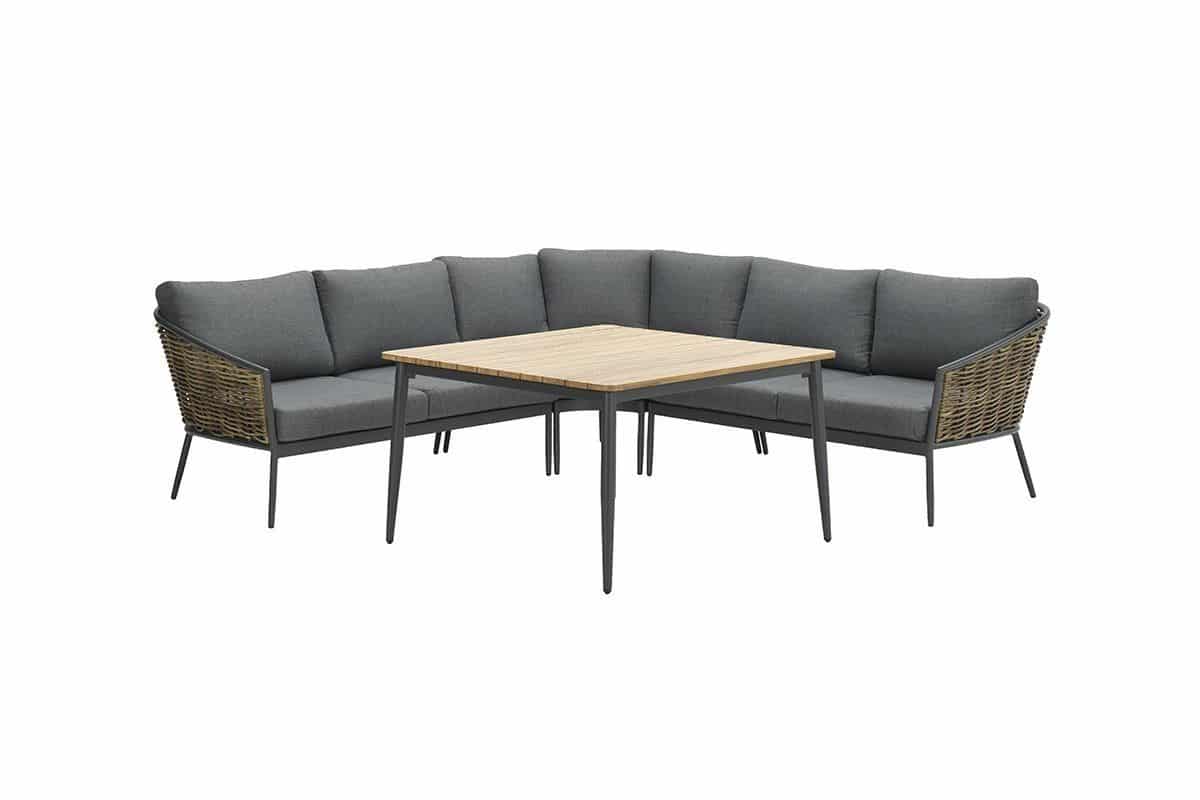 garden impressions lounge/dining set bali 4 delig carbon black/natural rotan/mystic grey