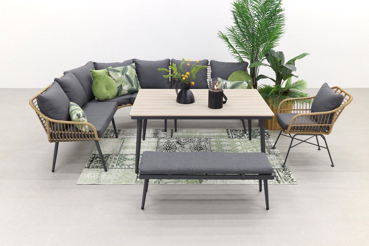 gi margriet lounge /dining set met stoel naturel wicker