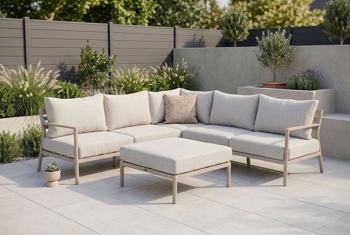 hoek loungeset aluminium zand/beige lifestyle garden furniture verano