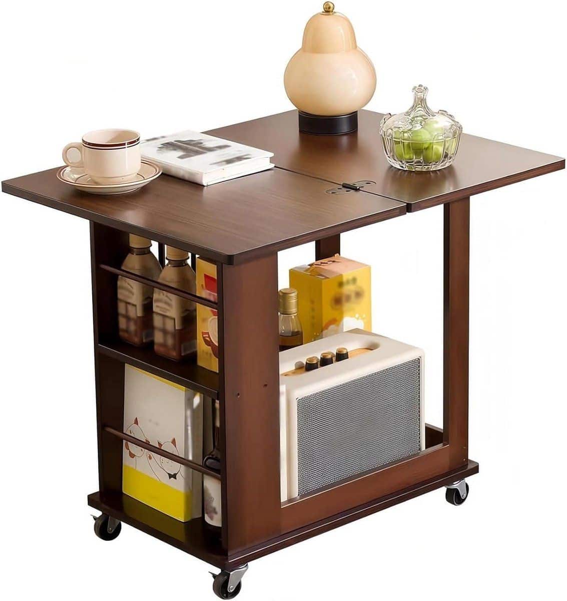 houten klaptafel bijzettafel serveertafel ruimte besparen opvouwbaar
