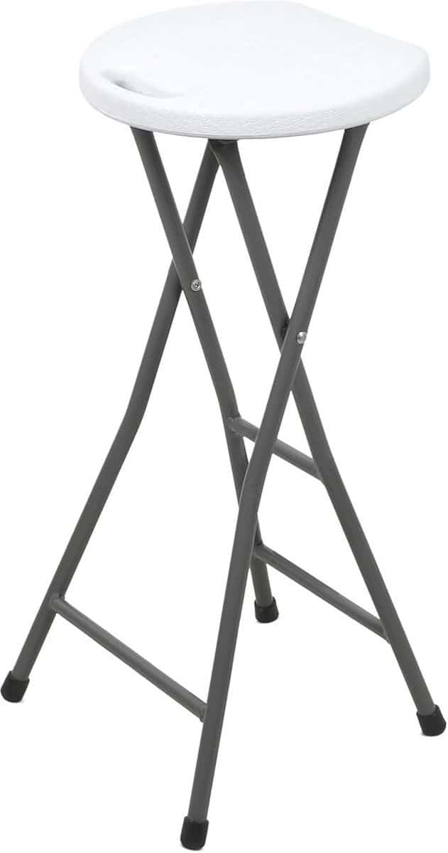 inklapbare barkruk met metalen frame en kunststof zitting