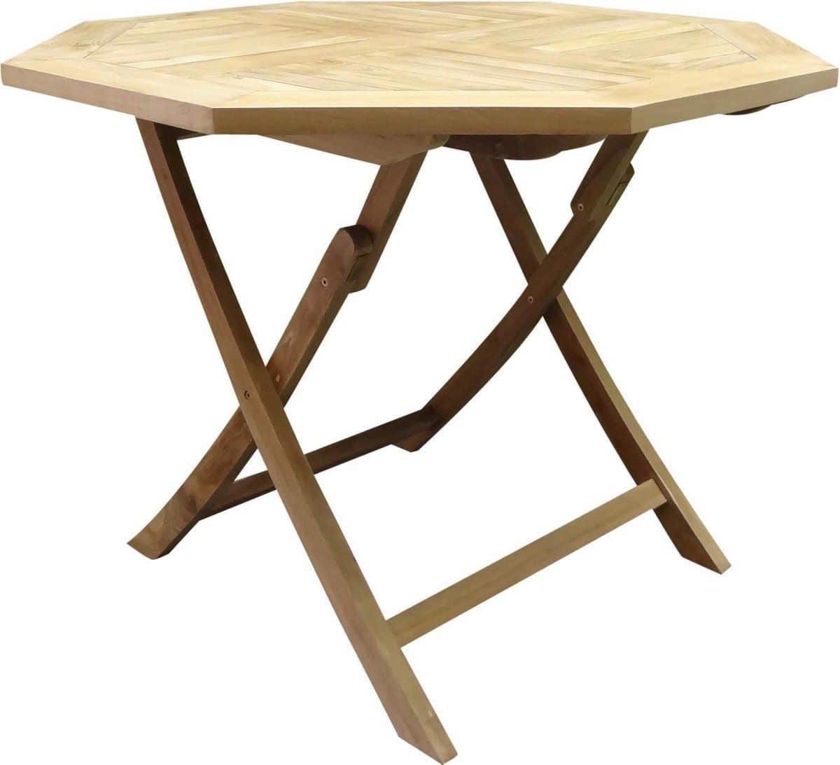 klaptafel 100x100x75 achtkantige teaktafel