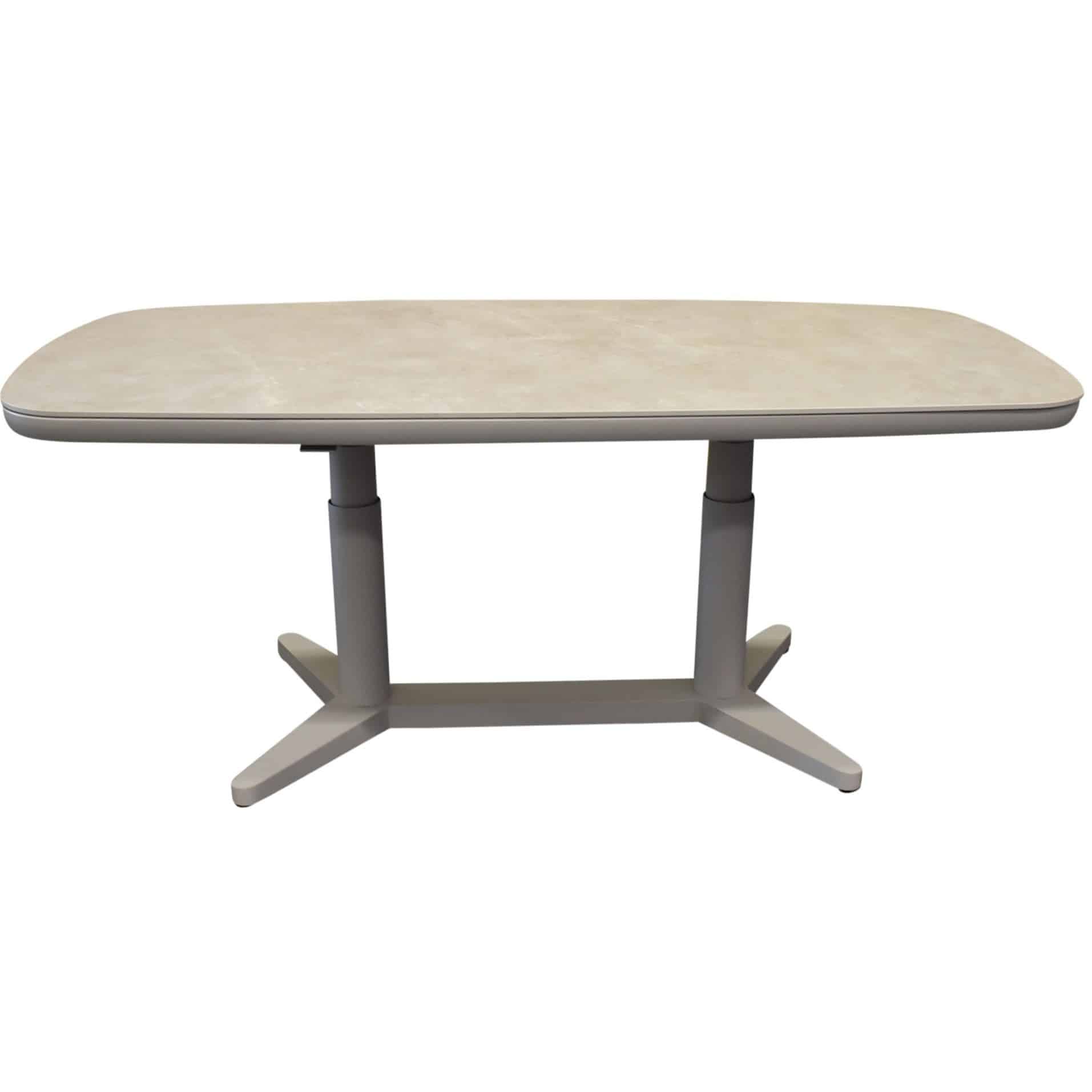 lentas dining tuintafel boat shape 180x90xh53 74,5 cm in hoogte verstelbaar zand
