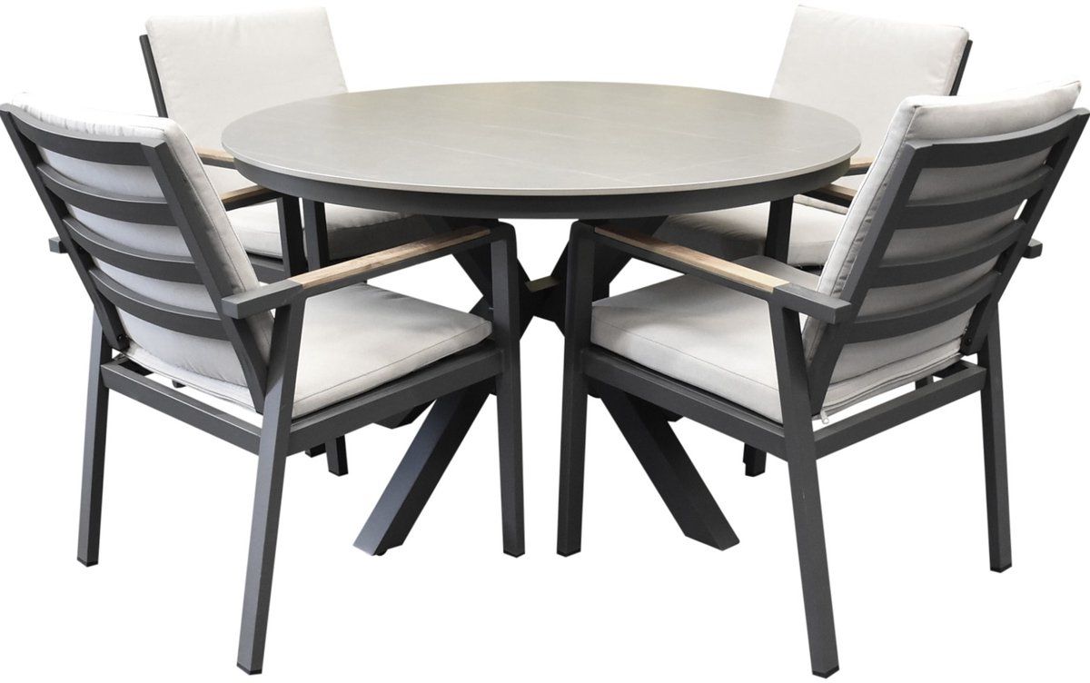 lola samantha dining tuinset 120xh75 cm rond 5 delig antraciet