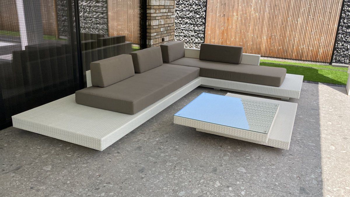 loungeset standaard ibiza hoek wit onderstel en antraciet kussens (ook