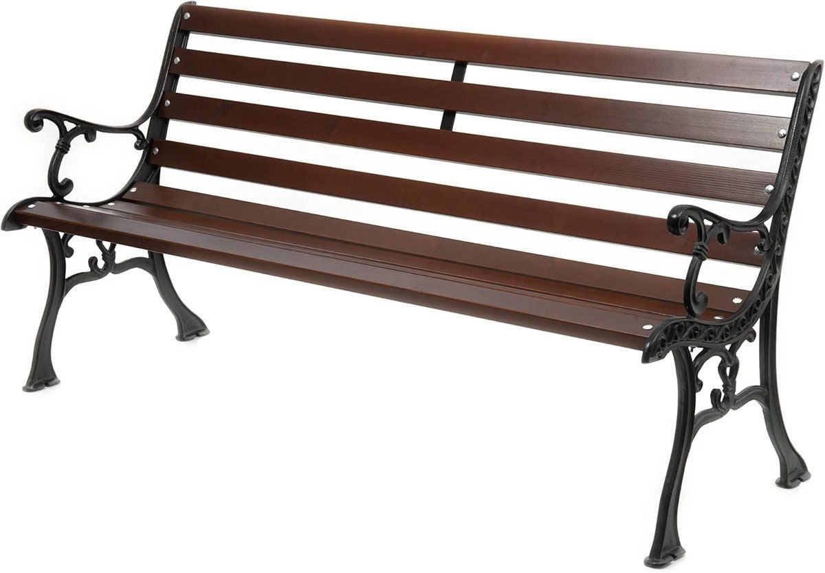 luxe weerbestendige tuinbank van massief hout & gietijzer 155 cm