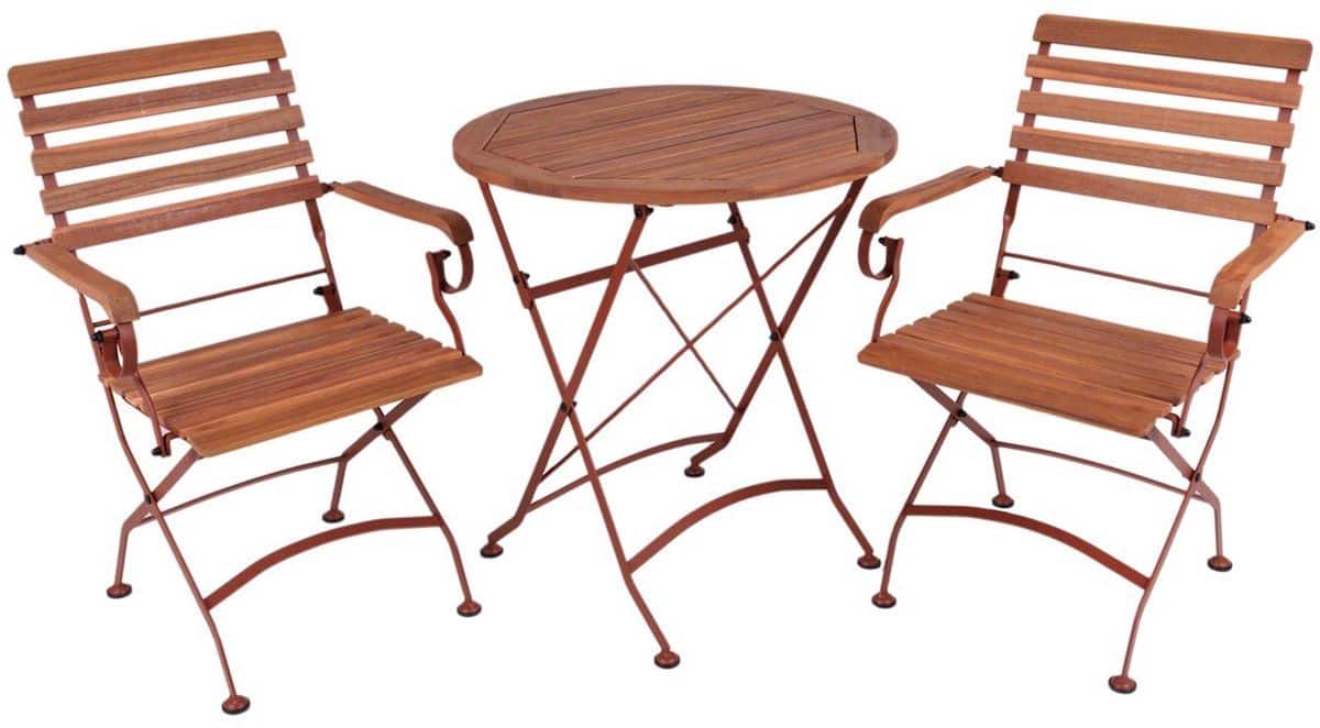 maximavida inklapbare ronde acacia bistroset toscana 70 cm roestbruin