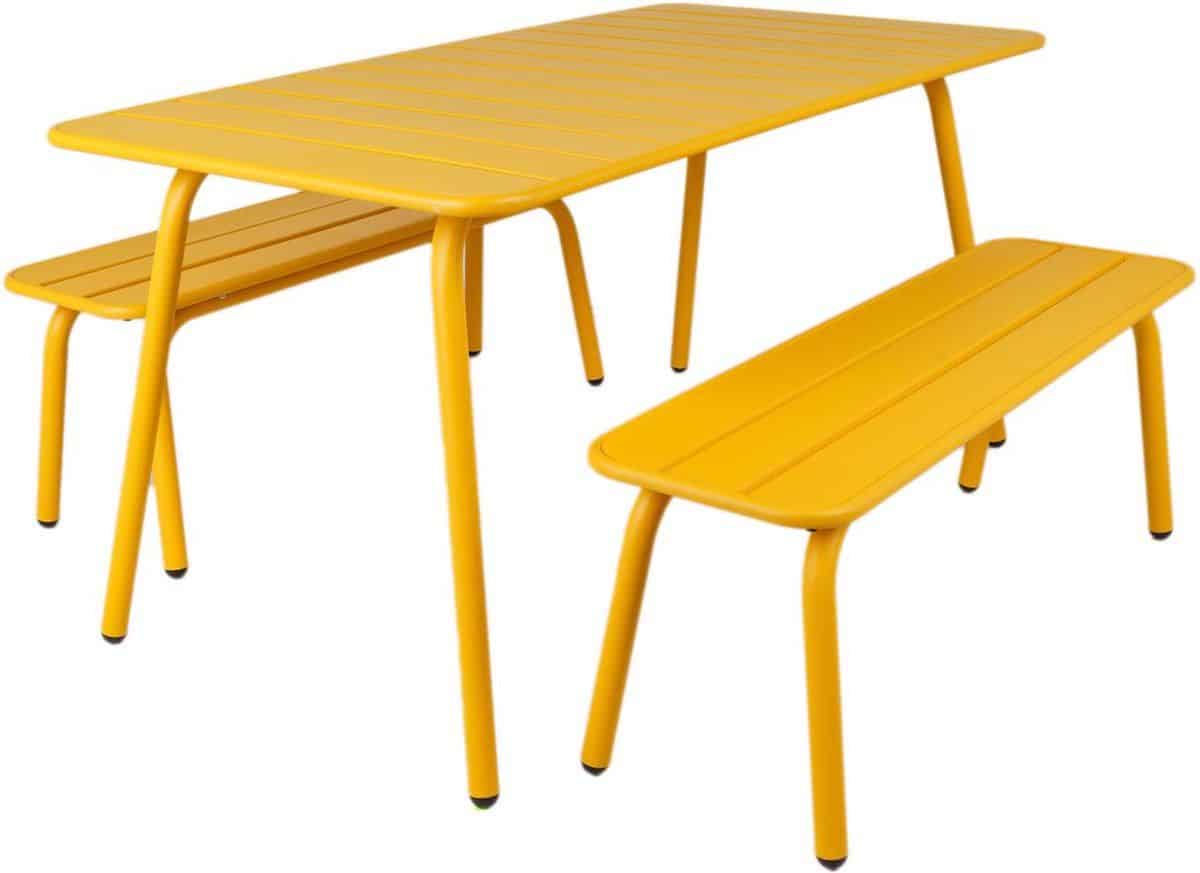 maximavida metalen picknickset max 150 cm okergeel 3 delig