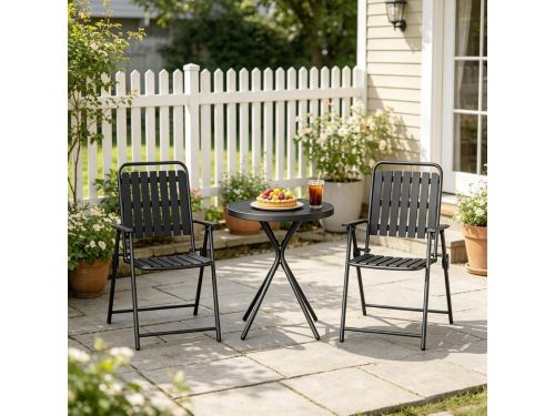 MIVRAY Bistroset 3-Delig - Ronde Tafel Met 2 Klapstoelen
