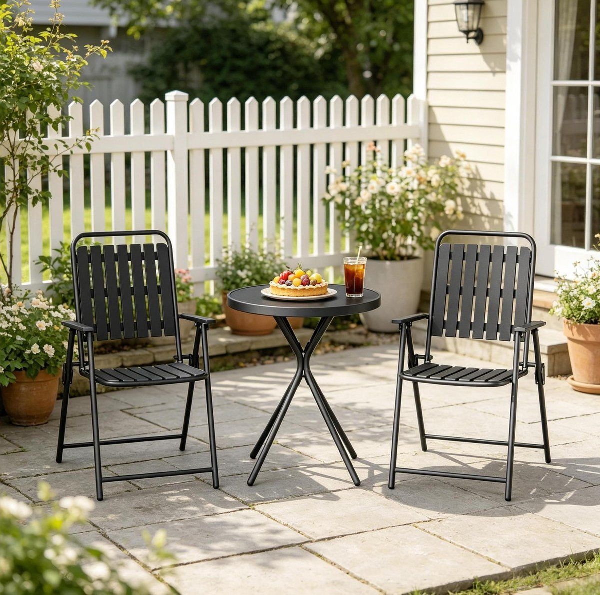mivray bistroset 3 delig ronde tafel met 2 klapstoelen
