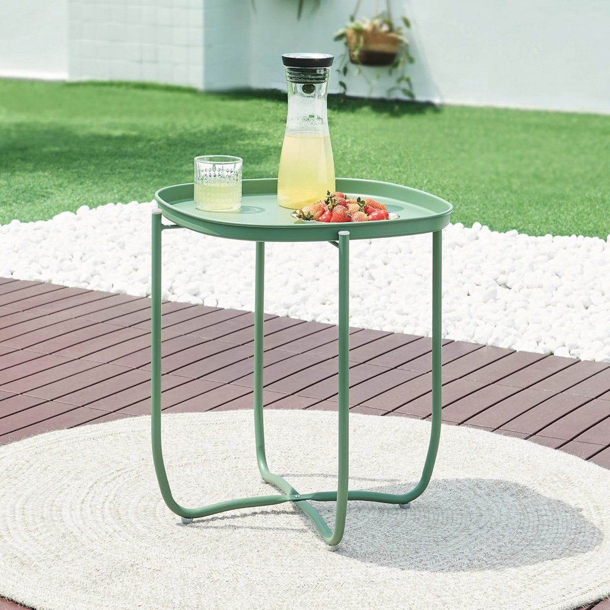 moderne bijzettafel voor buiten vierkante dienbladtafel tuin, balkon