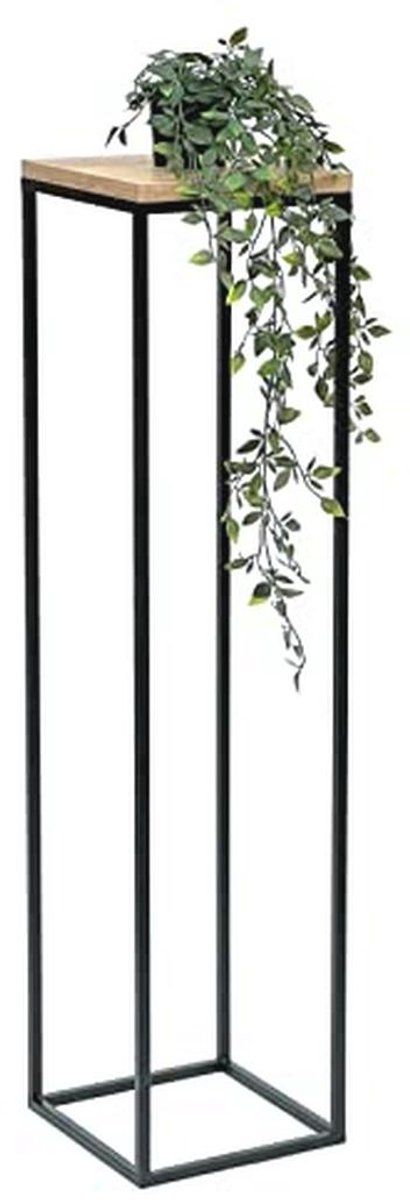 moderne bloemenkruk van metaal en hout 100 cm